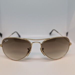 Ray-Ban Aviator Large Metal Sunglasses Gold Brown Lenses Made Italy w/ Case